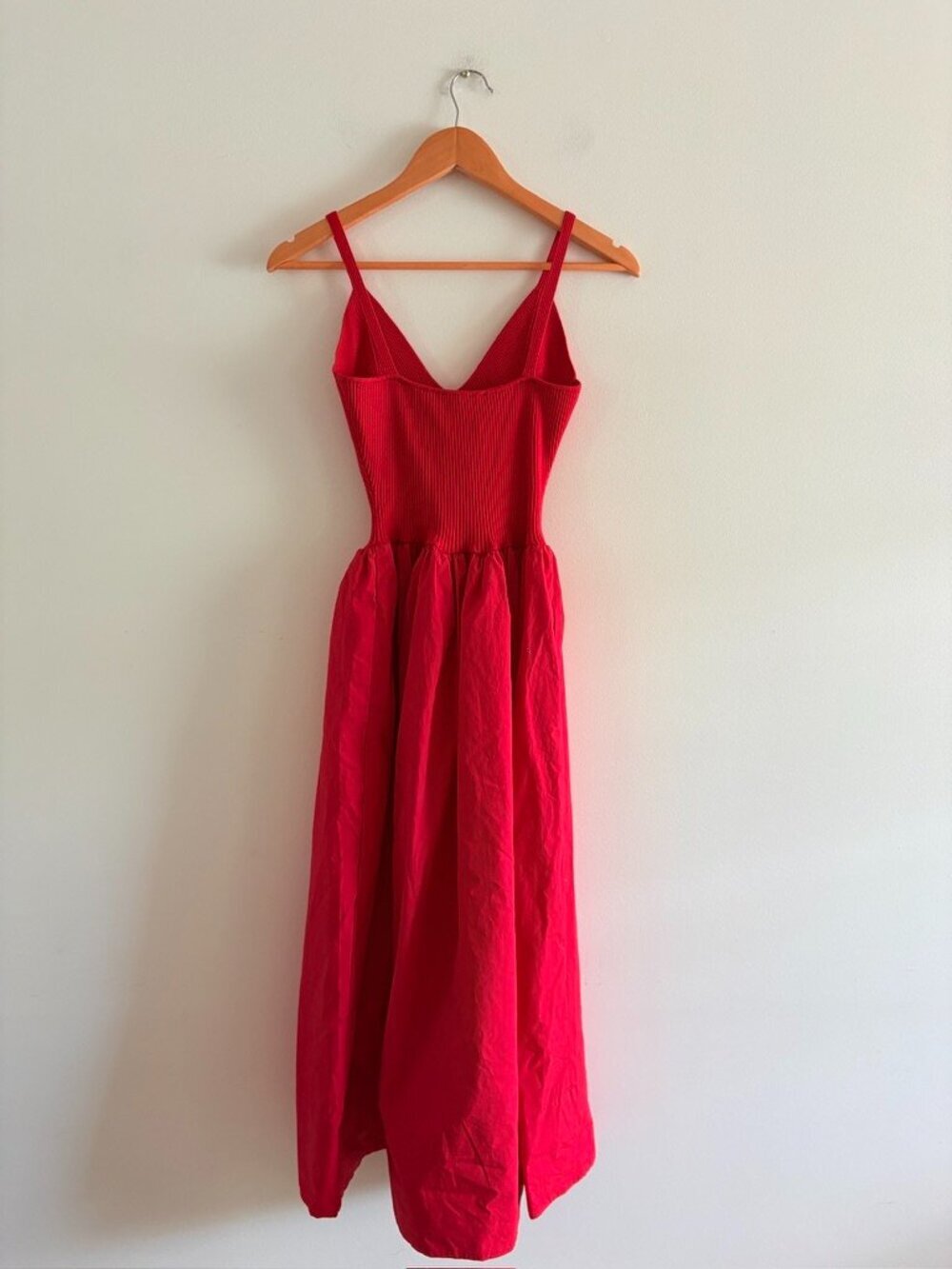 Torn By Ronny Kobo Monica Midi Dress Ribbed Poplin Crimson Red NWOT Size Small - Picture 6 of 10